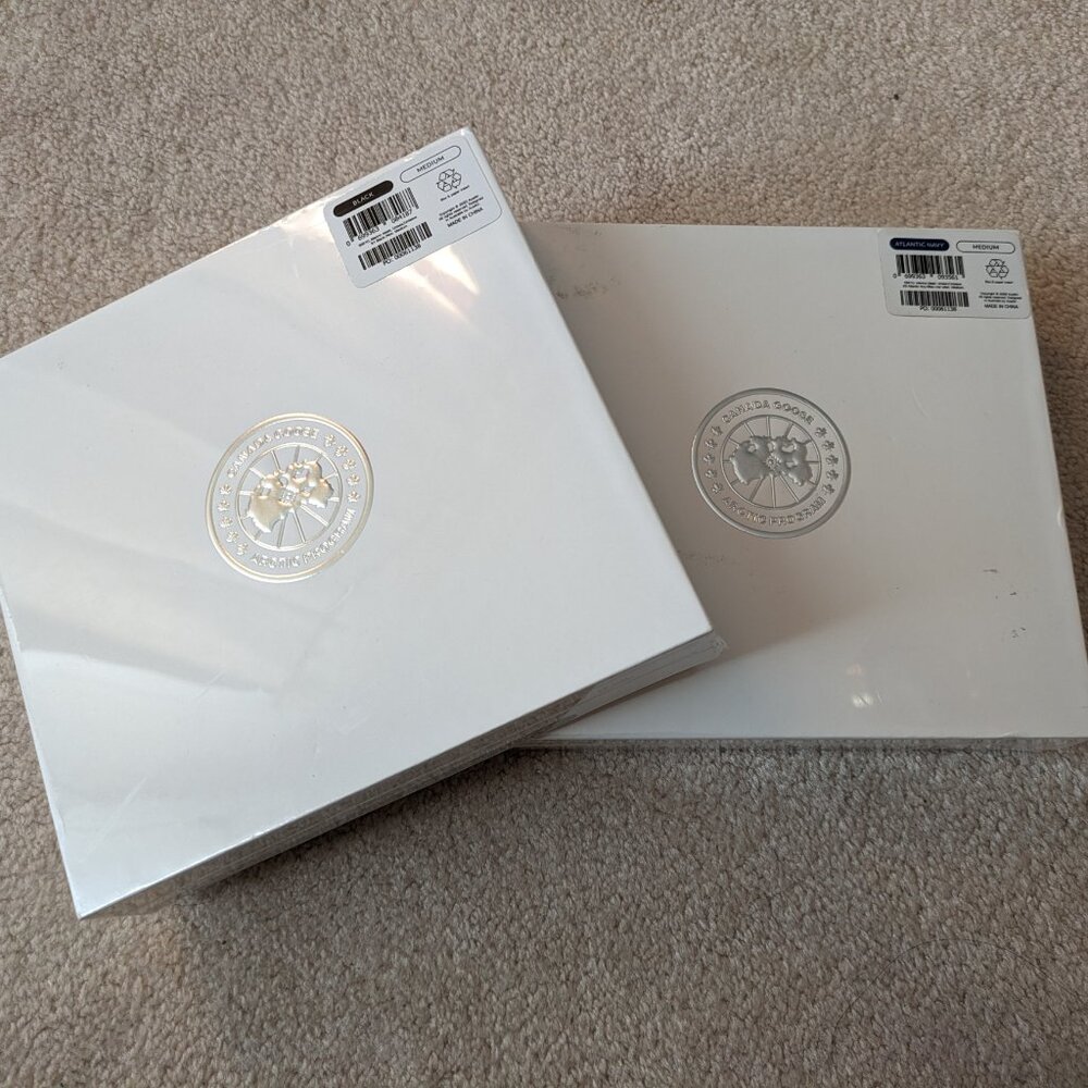2 Canada Goose Merino Face Masks, Black and Atlantic Navy